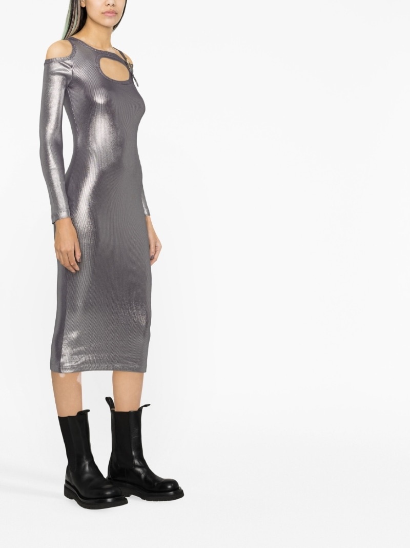 metallic cut-out dress - 4