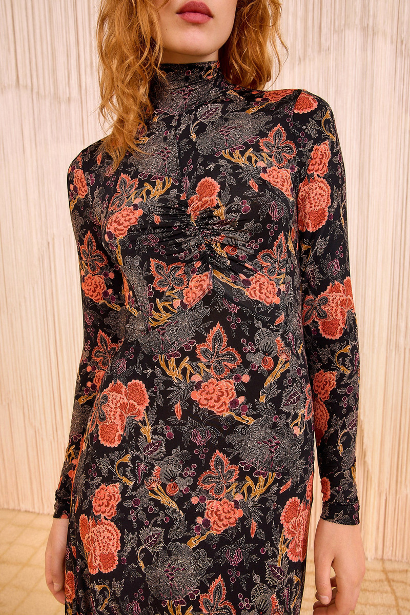 ULLA JOHNSON Koa Jersey Ruched Front Turtleneck Dress outlook