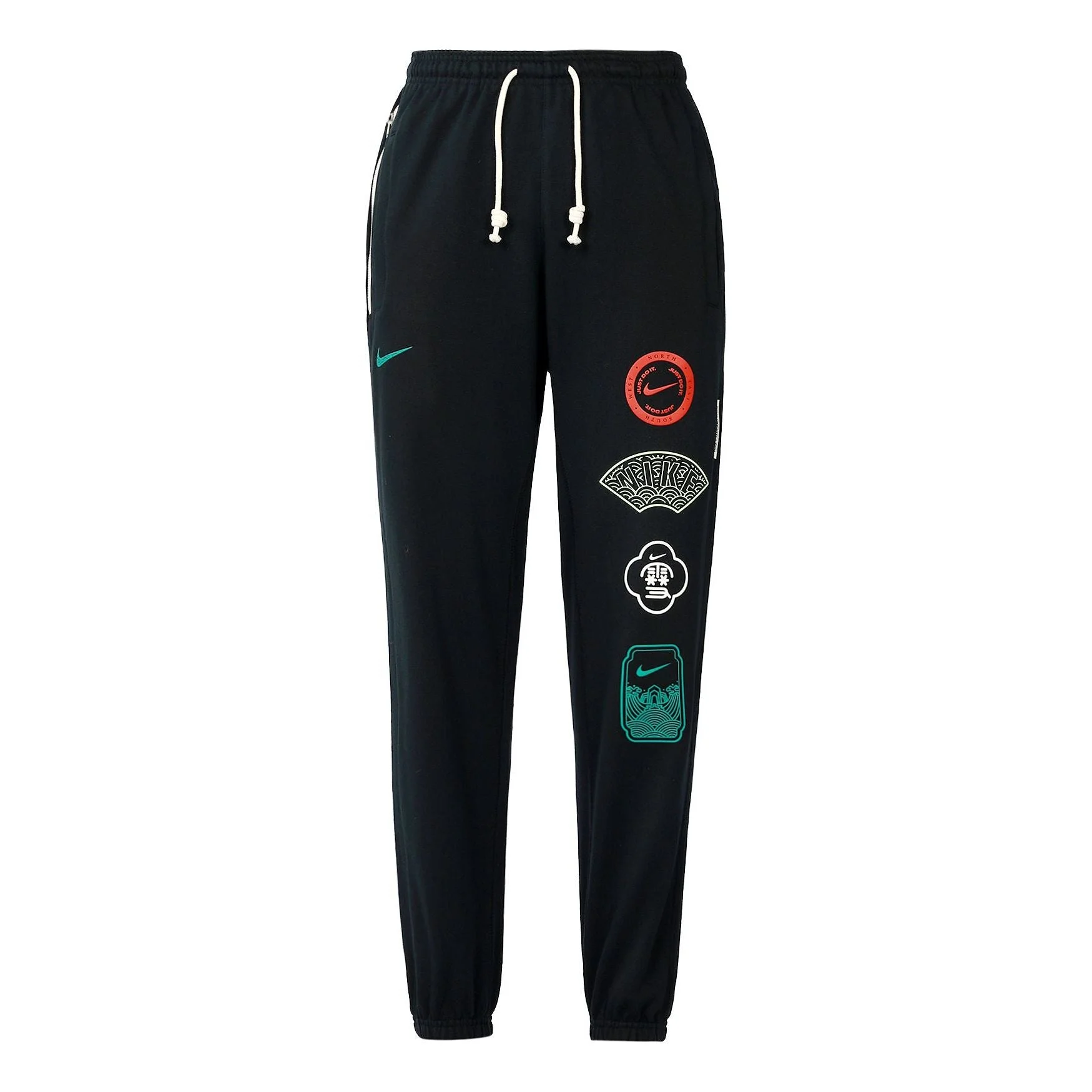Men's Nike Pattern Printing Lacing Casual Bundle Feet Sports Pants/Trousers/Joggers Black DR6405-010 - 1