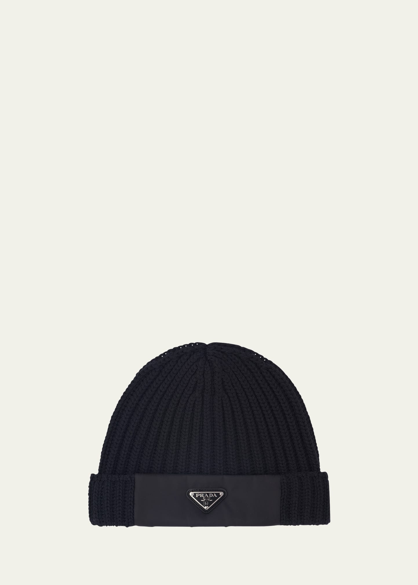 Men's Cable-Knit Logo Beanie Hat - 1