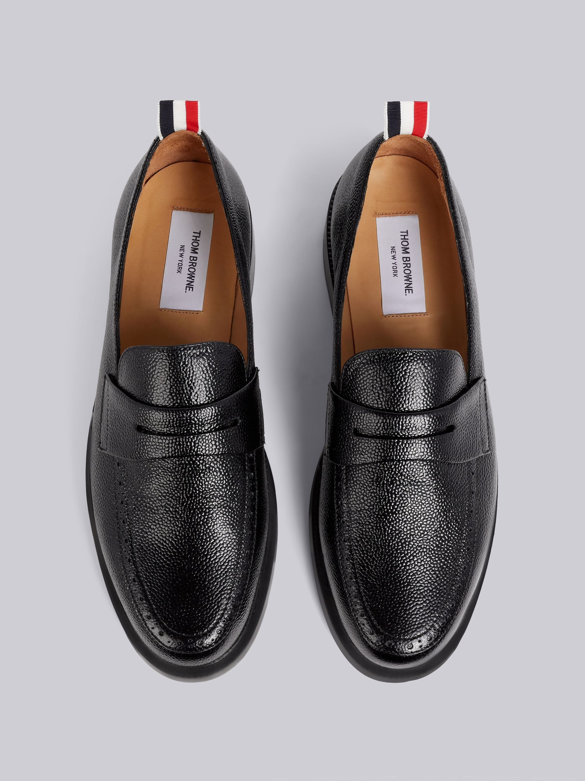 Black Pebble Grain Rubber Sole Penny Loafer - 4