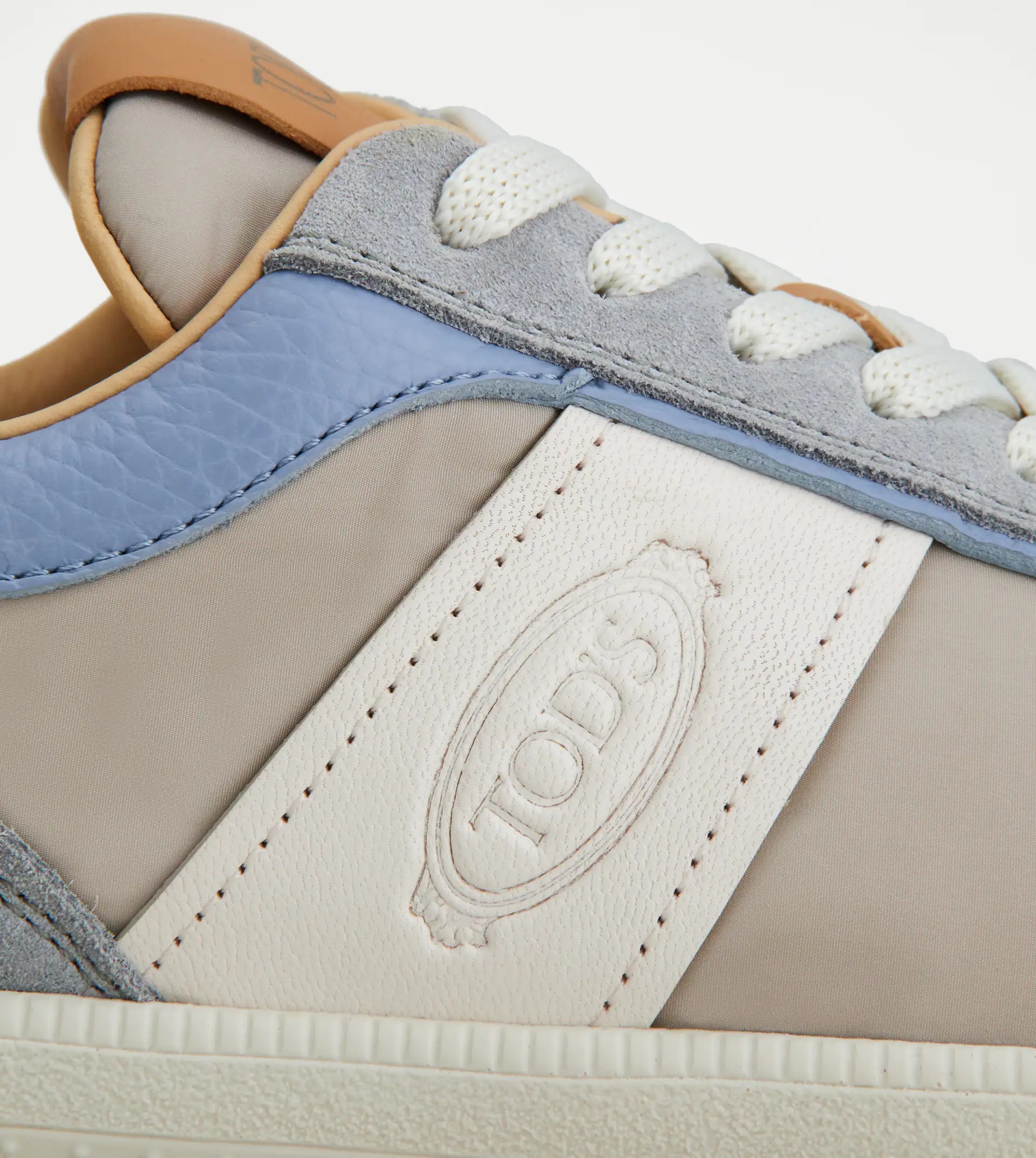 TOD'S TABS SNEAKERS IN SUEDE AND TECHNICAL FABRIC - LIGHT BLUE, GREY, WHITE - 7