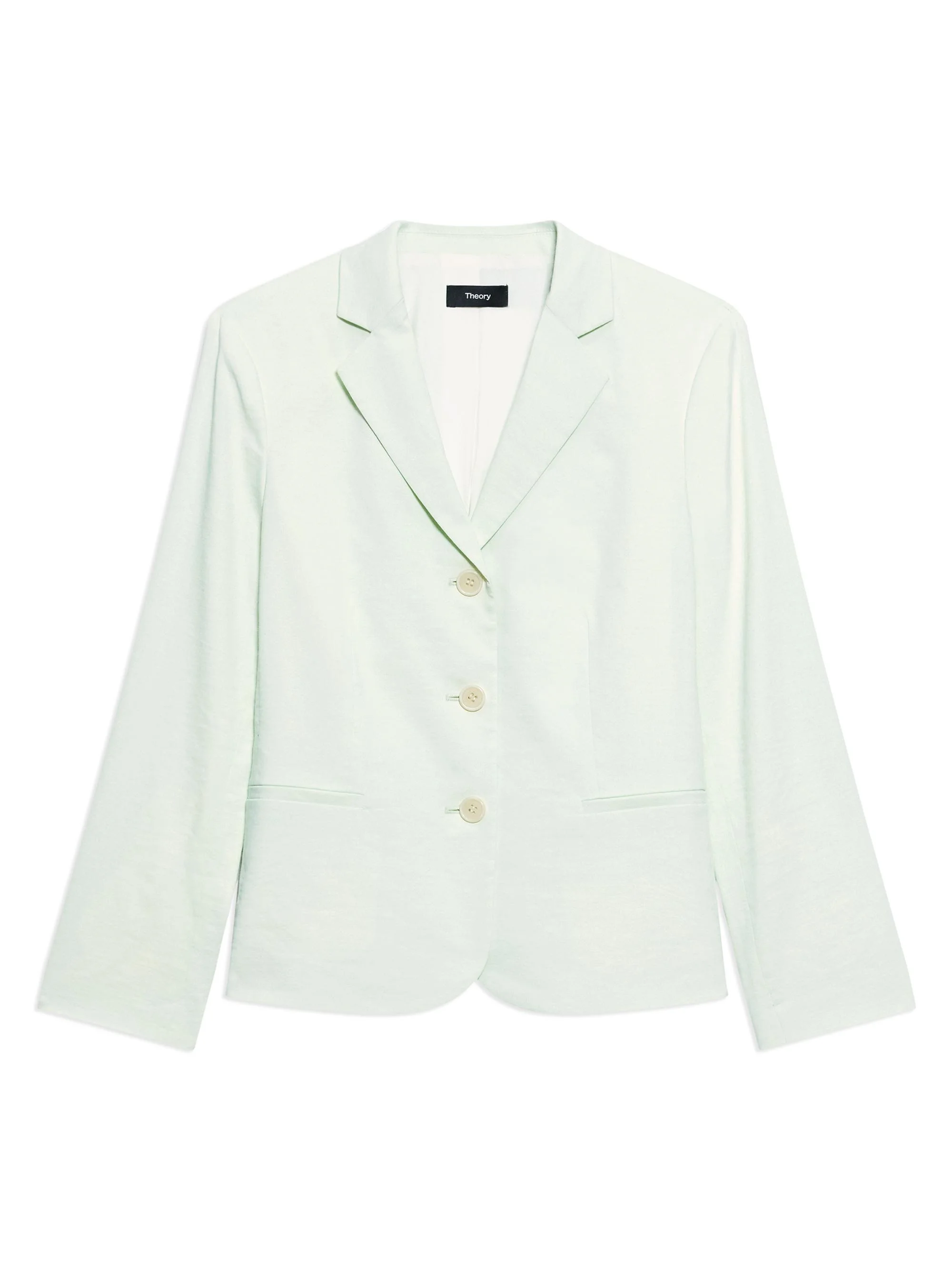 Women's Shrunken Linen-Blend Blazer - Light Sea Glass - 1