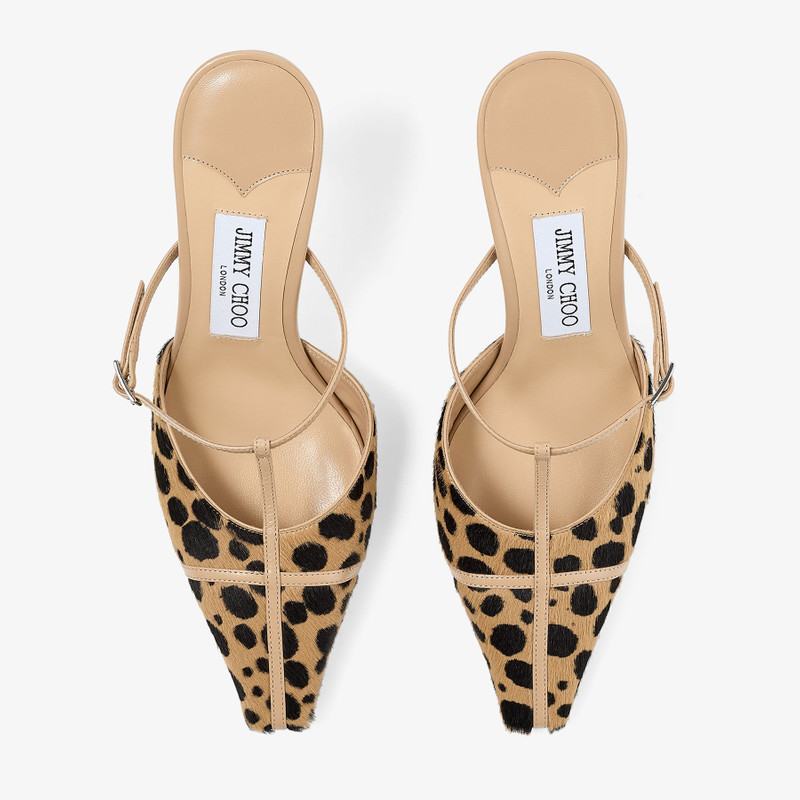 Gloria Mule 85 Natural Cheetah Print Pony Leather Mules 4