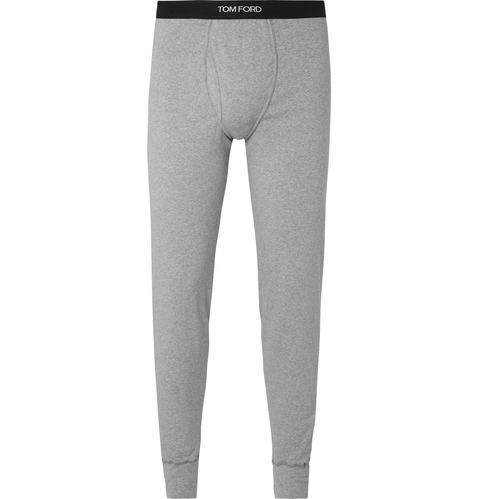 Slim-Fit Mélange Stretch-Cotton Jersey Long Johns - 1