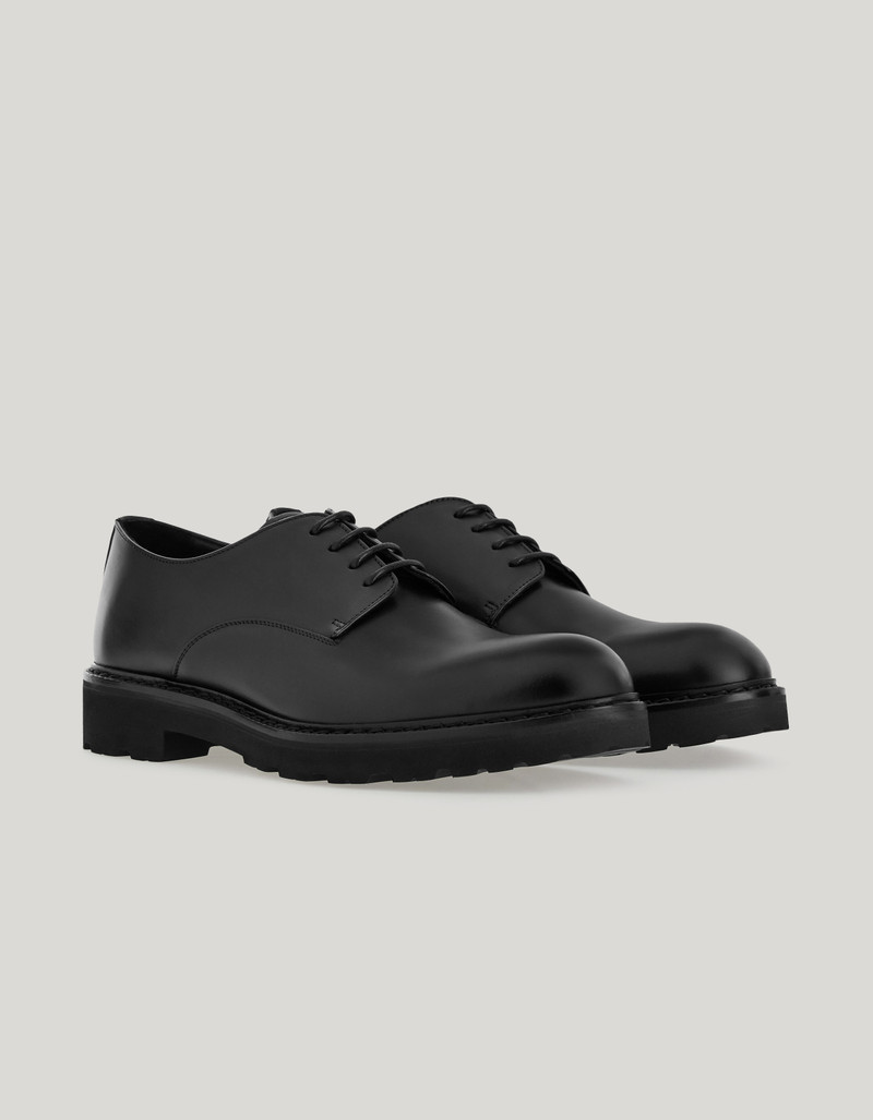 BLACK SMOOTH CALFSKIN DERBY SHOES WITH EVA SOLE 1
