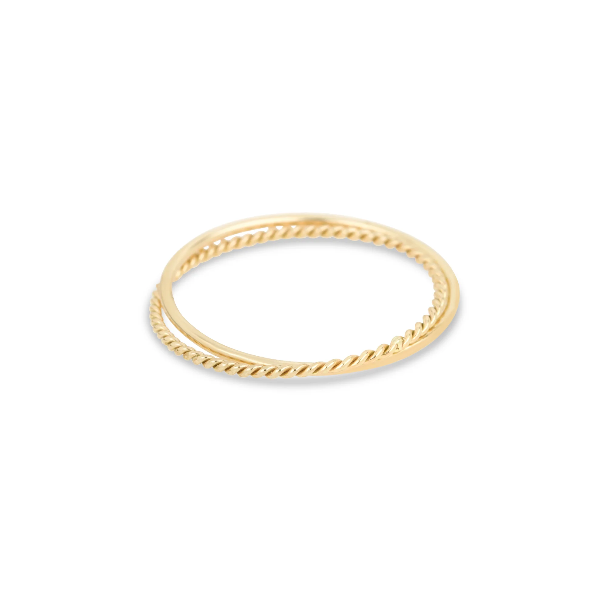 Fine Gold Twist and Round Interlocking Band - 1