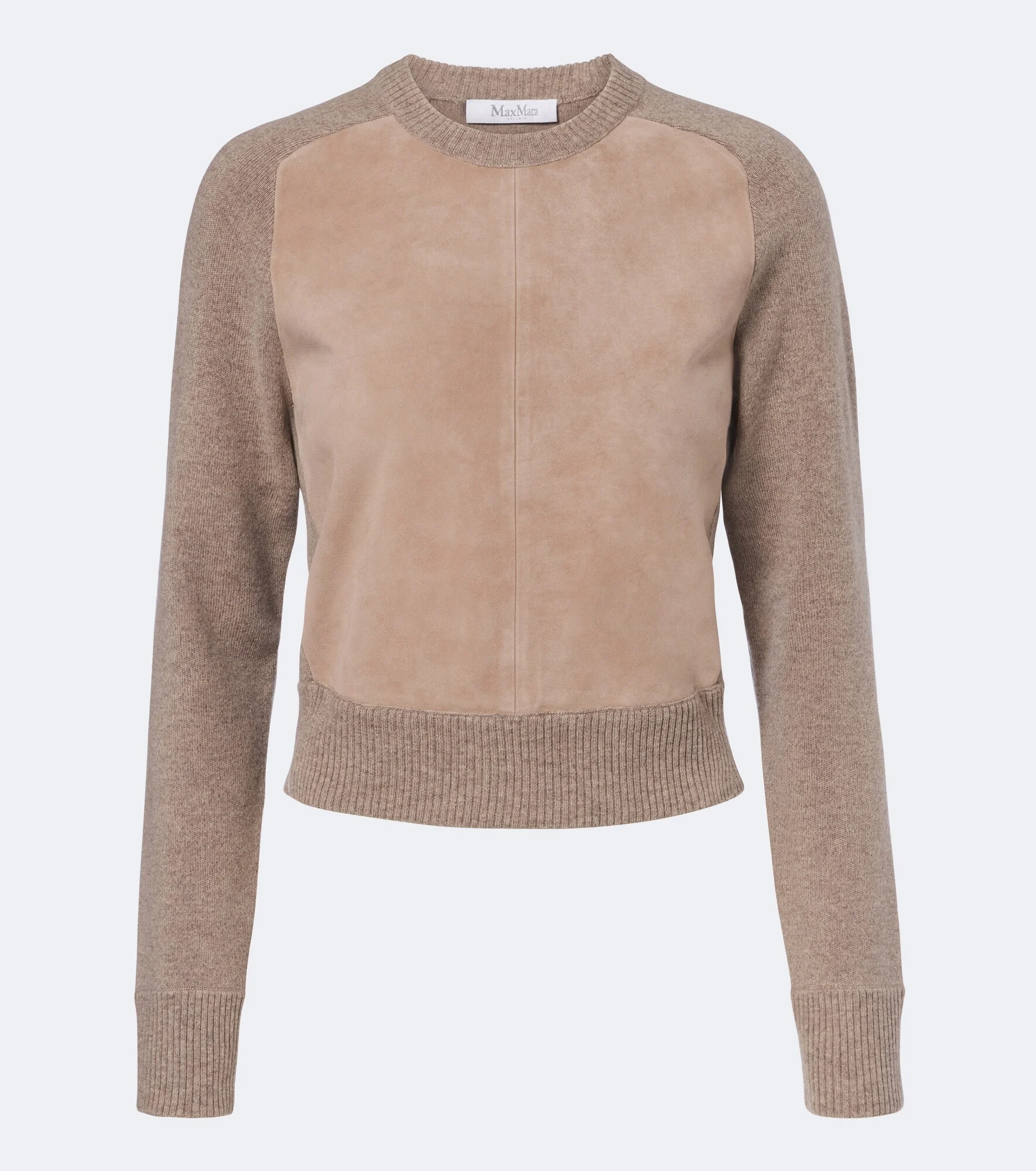 Leather-trimmed wool and cashmere sweater - 1