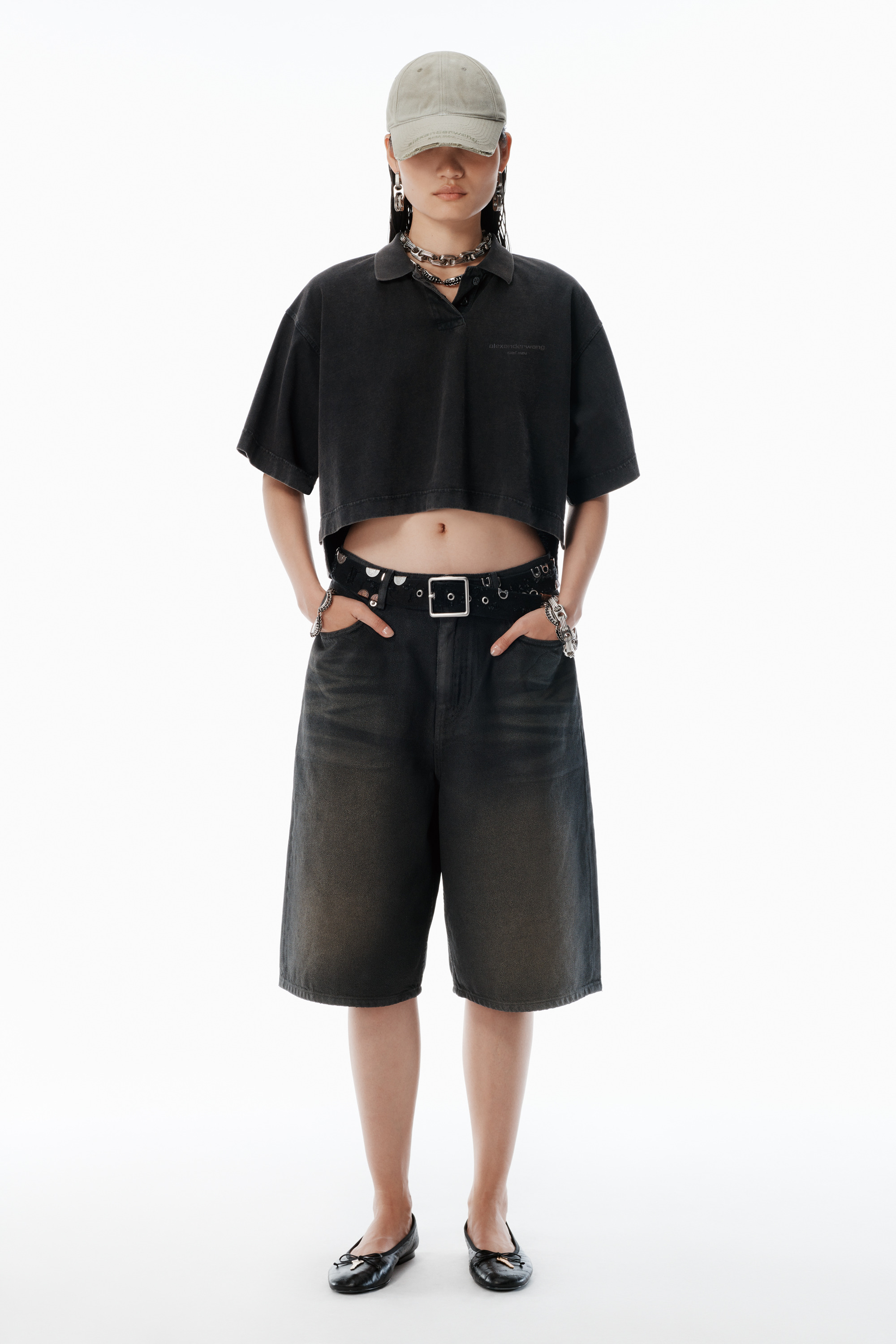 Black Logo Cropped Jersey Tee - 5