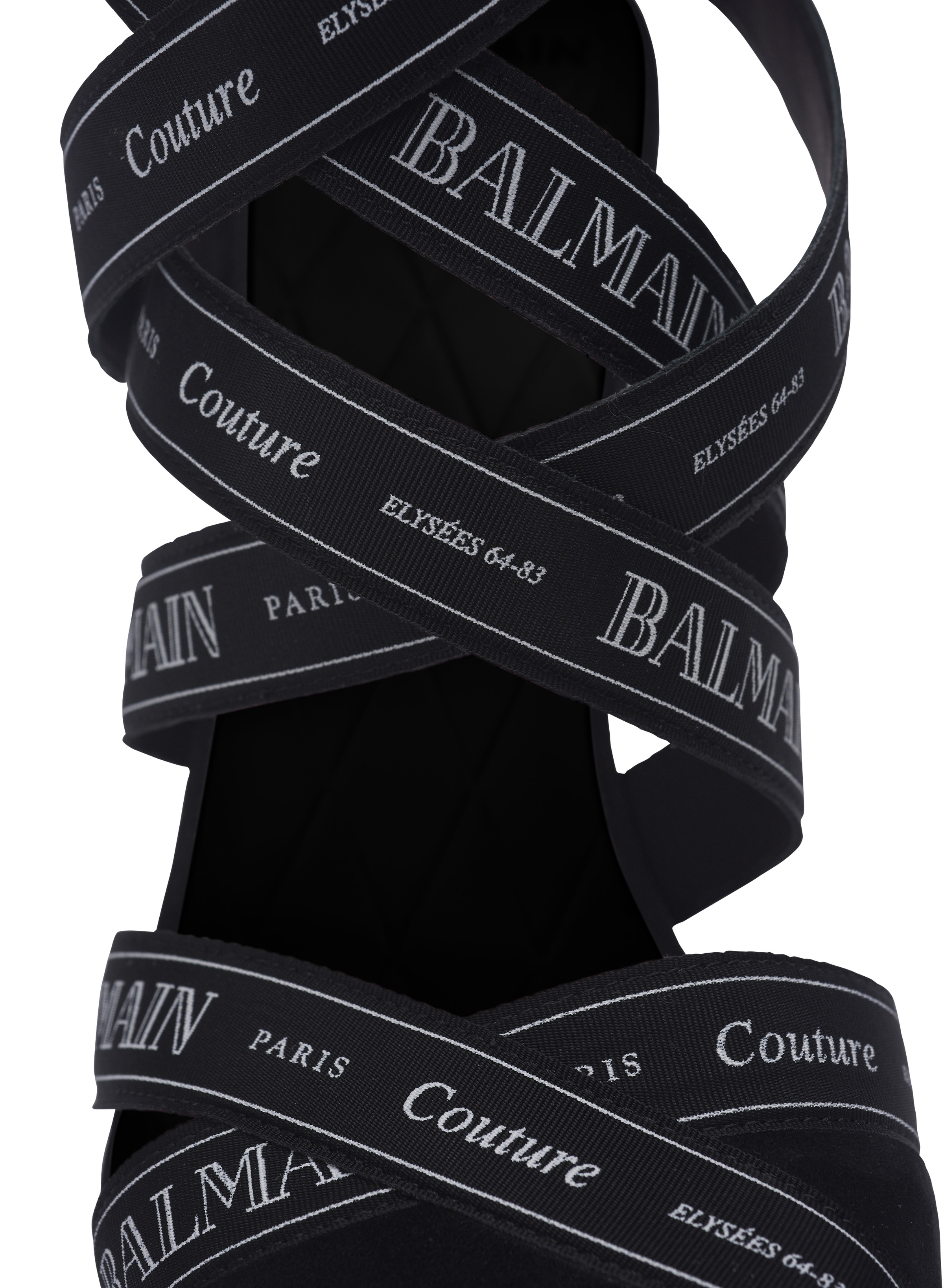 Couture suede heels with Balmain ribbon motif - 6