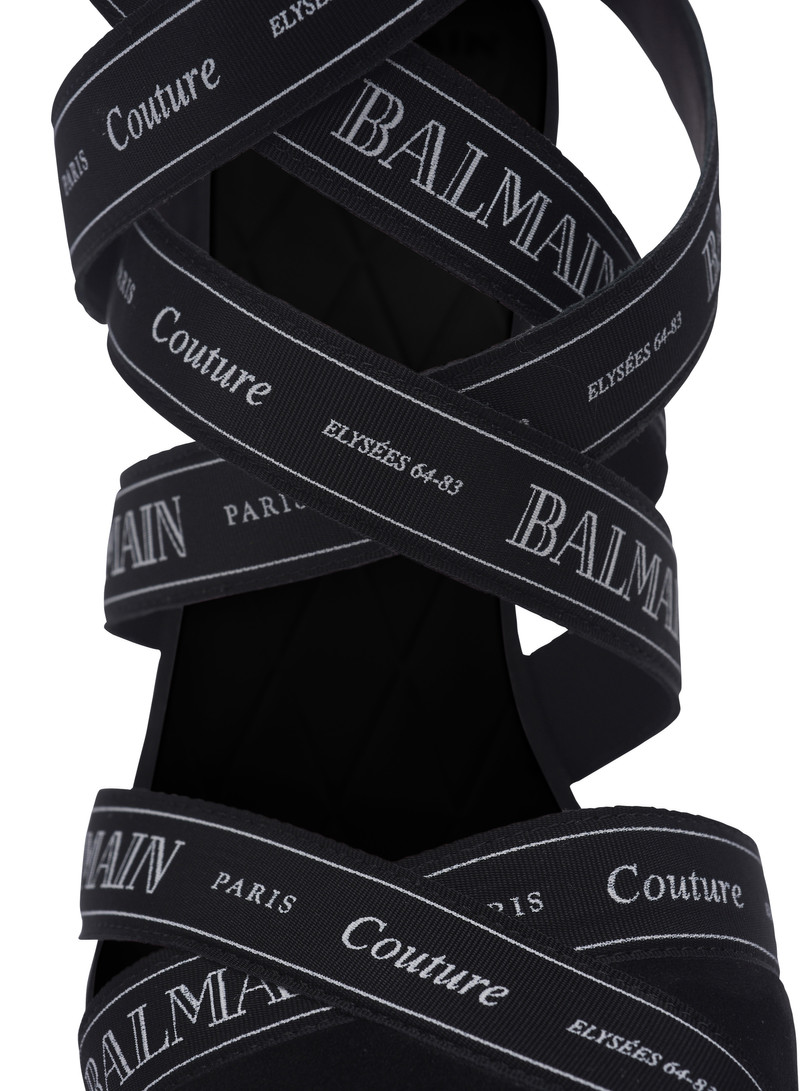 Couture suede heels with Balmain ribbon motif 6
