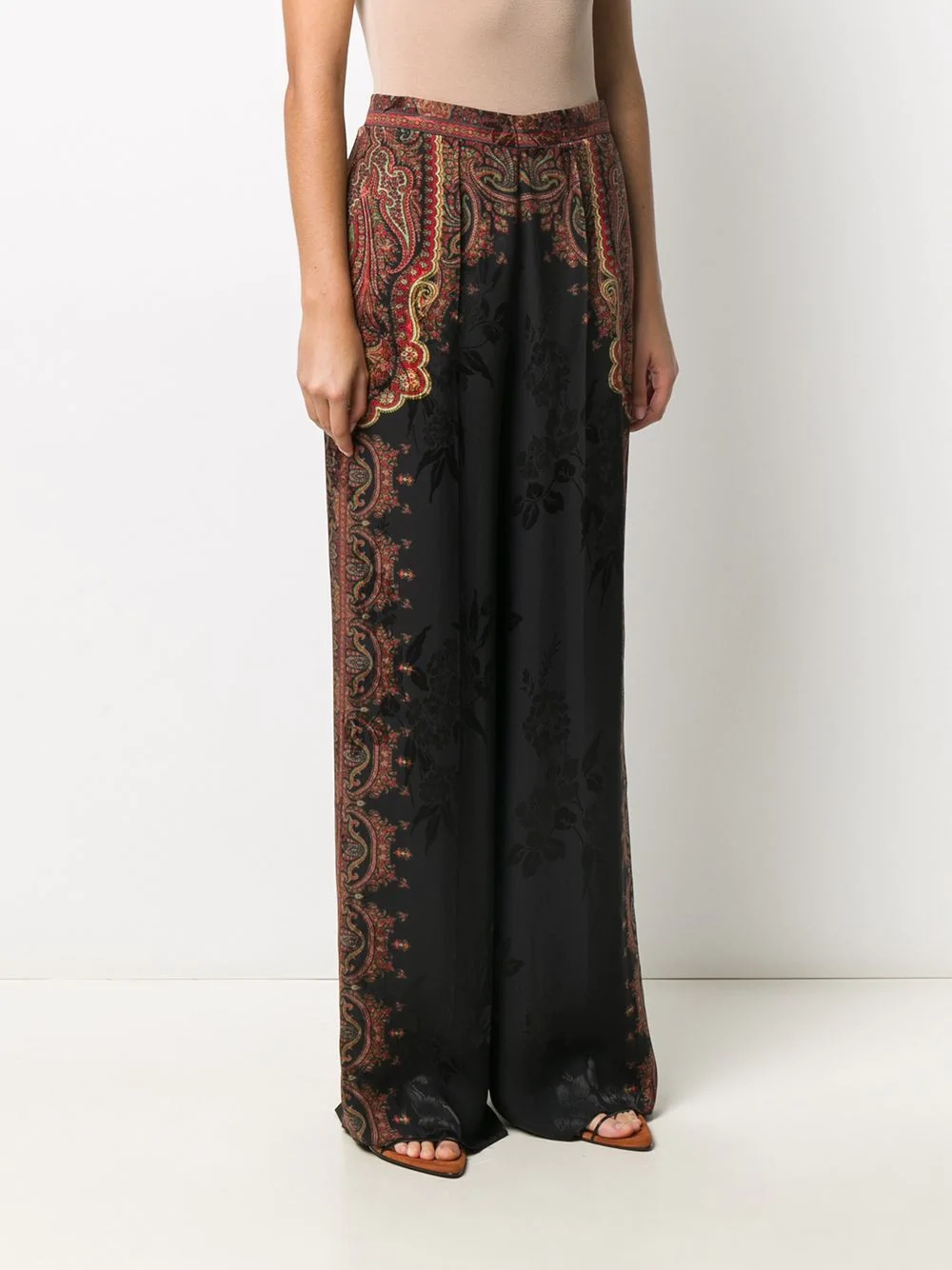 paisley-print jacquard palazzo trousers - 3