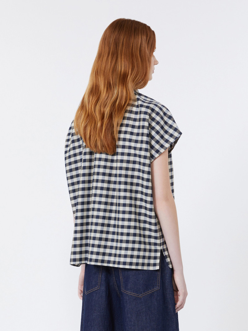 STRANO Cotton and ramie batavia shirt - NAVY 4