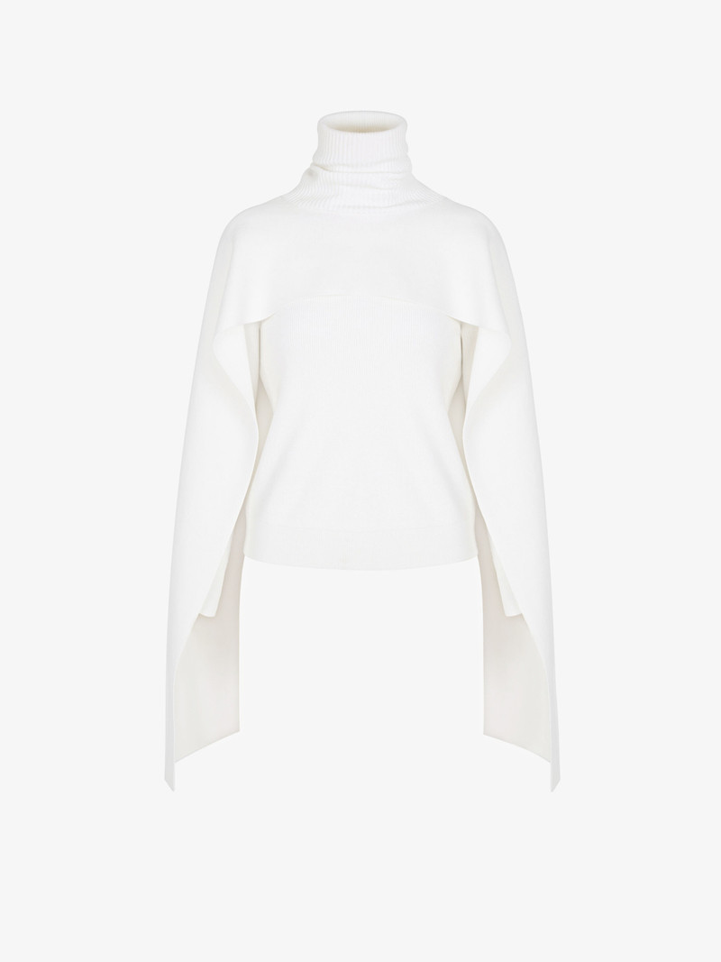Sweater in wool with cape 1
