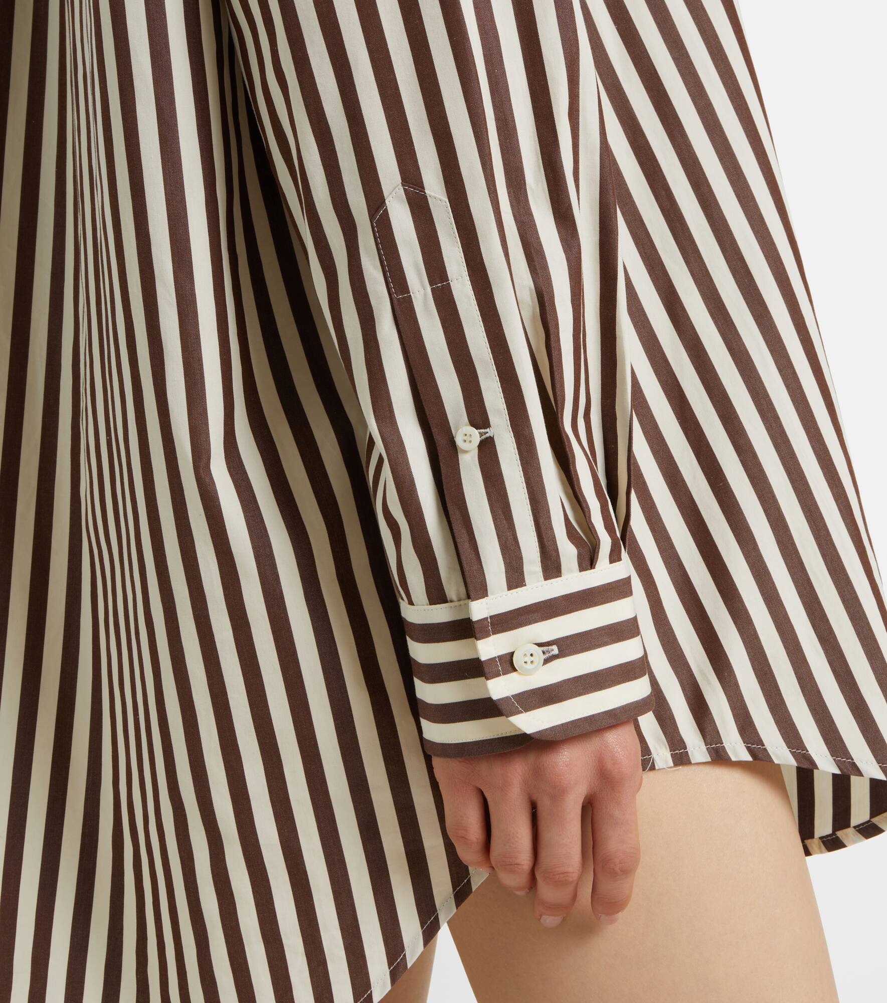 Zip-up striped cotton poplin shirt dress - 5