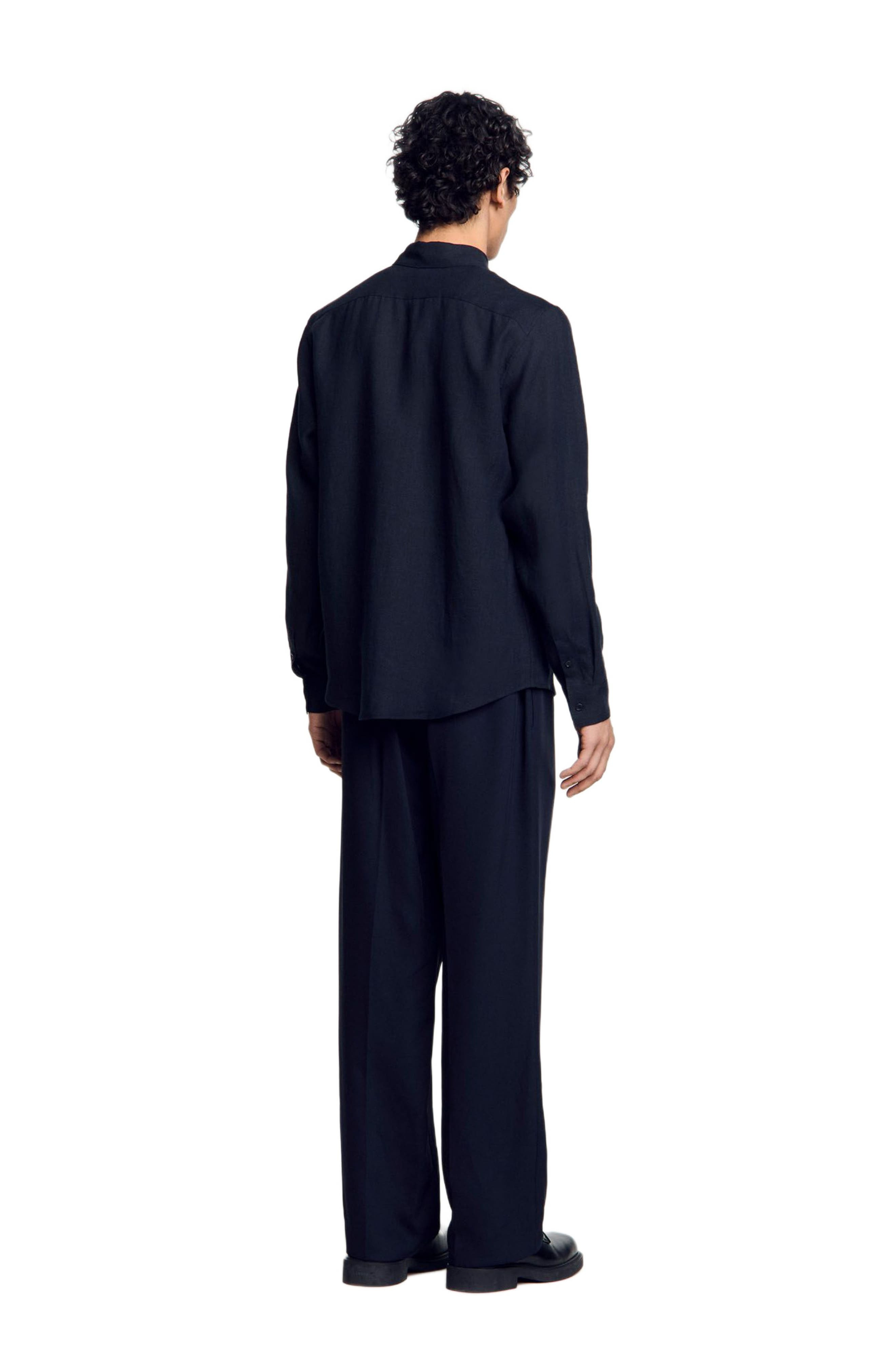 SANDRO Linen shirt in Navy Blue at Nordstrom - 2