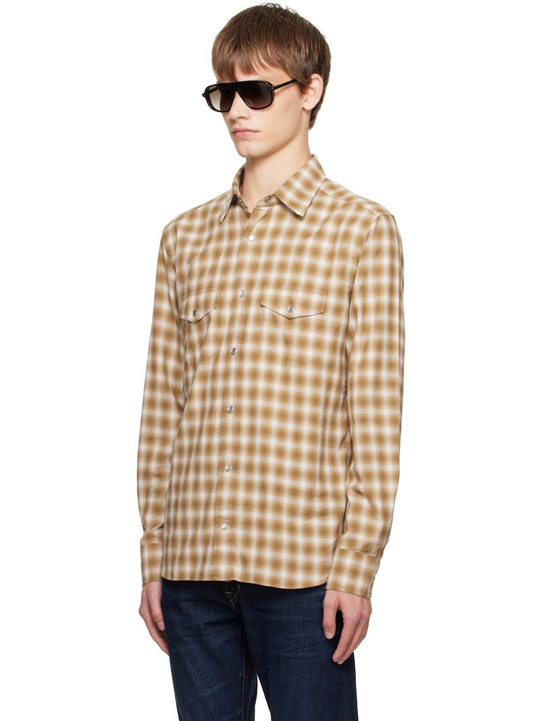 Tan Check Western Shirt - 4