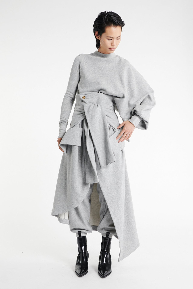 JERSEY JOGGER WITH ATTACHED SHIRT SKIRT GREY MELANGE 4