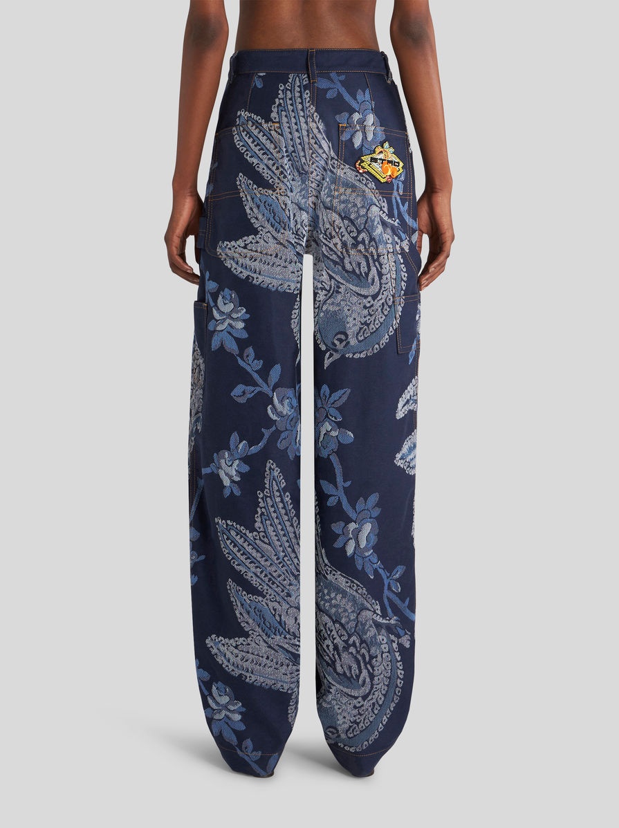 DENIM JACQUARD CARGO JEANS WITH BIRDS - 4