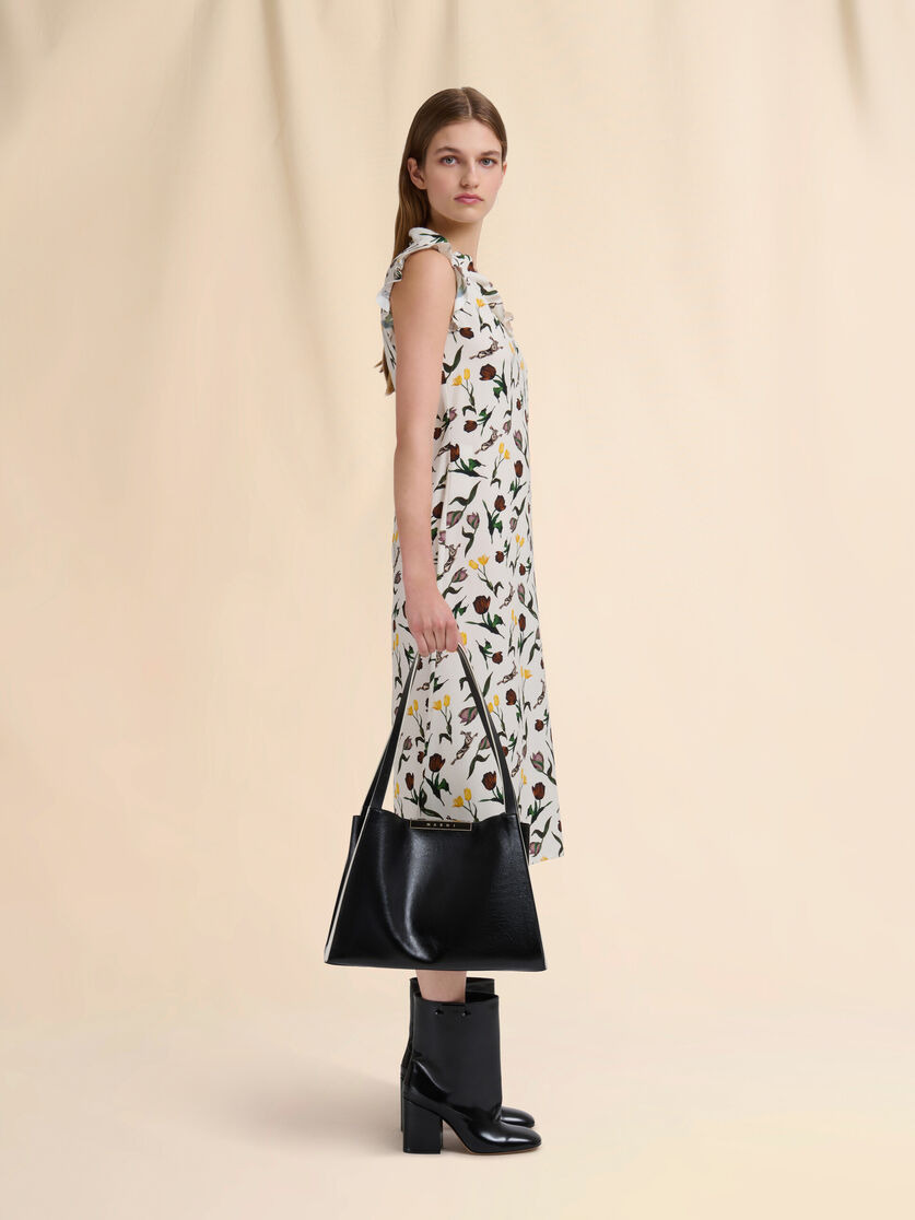 BLACK LEATHER CRESTA E/W SMALL TOTE BAG - 2