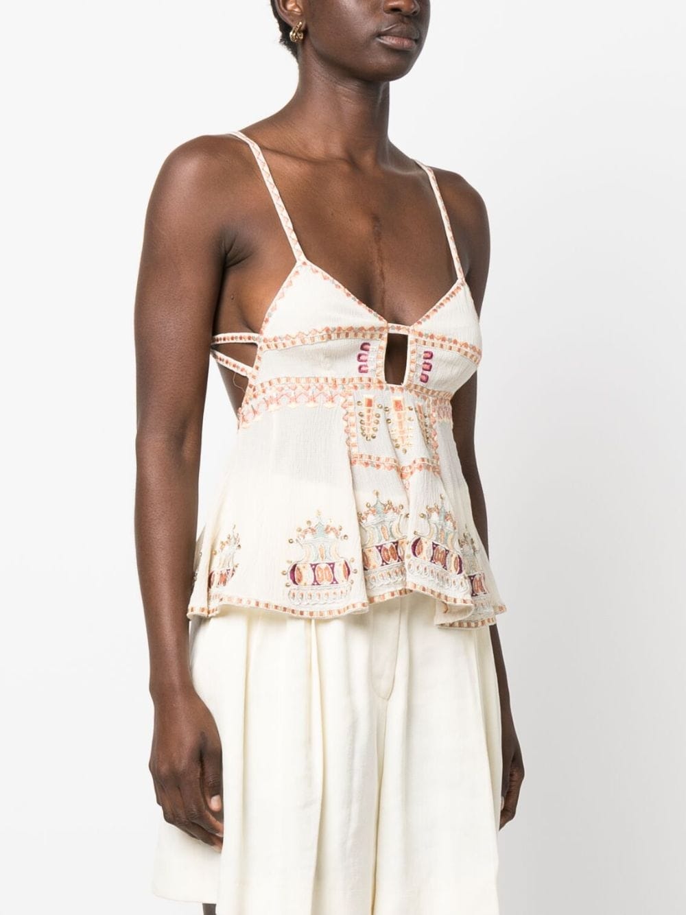 embroidered cut-out sleeveless top - 3