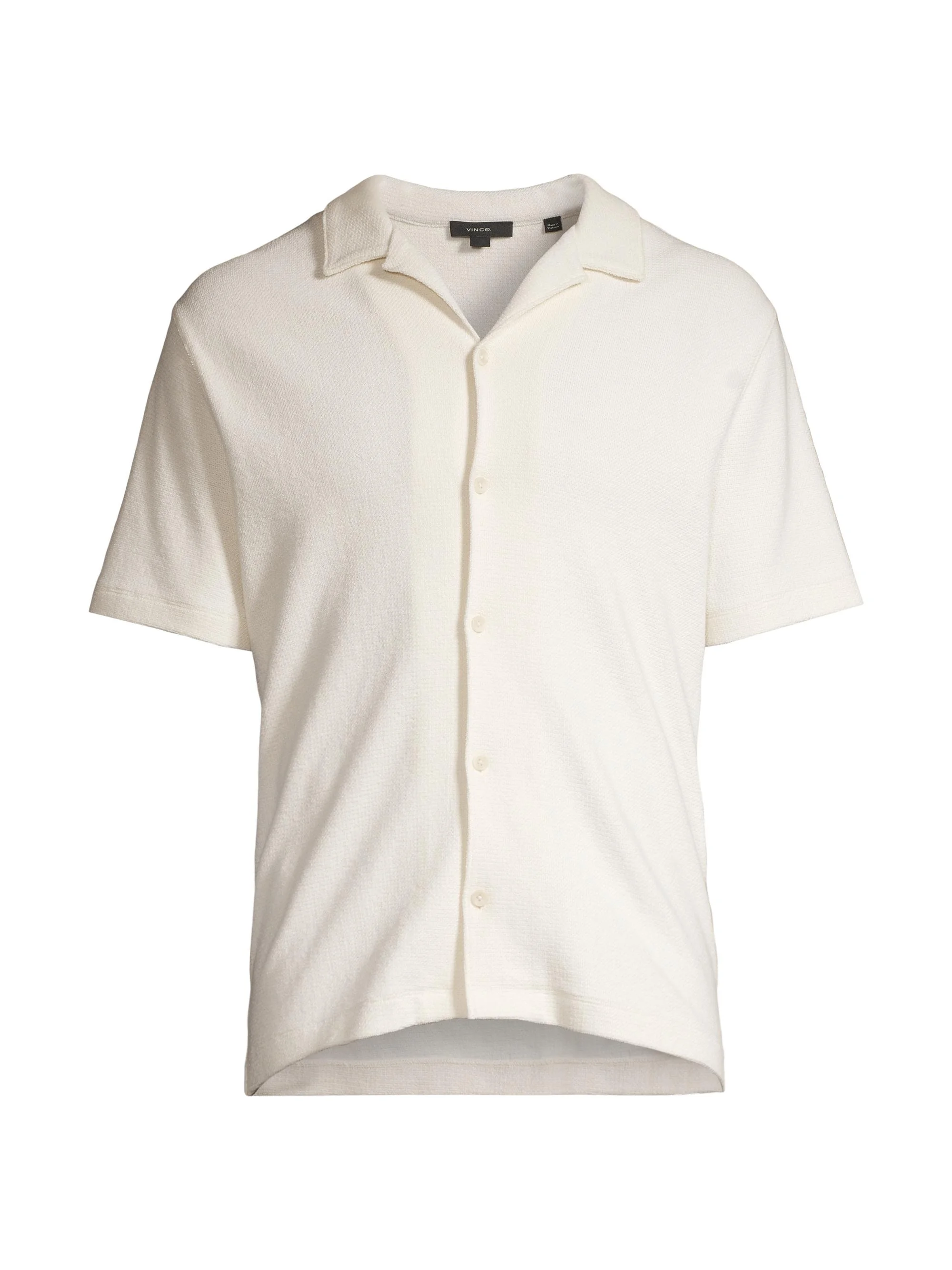 Men's Bouclé Button-Front Camp Shirt - Bone - 1