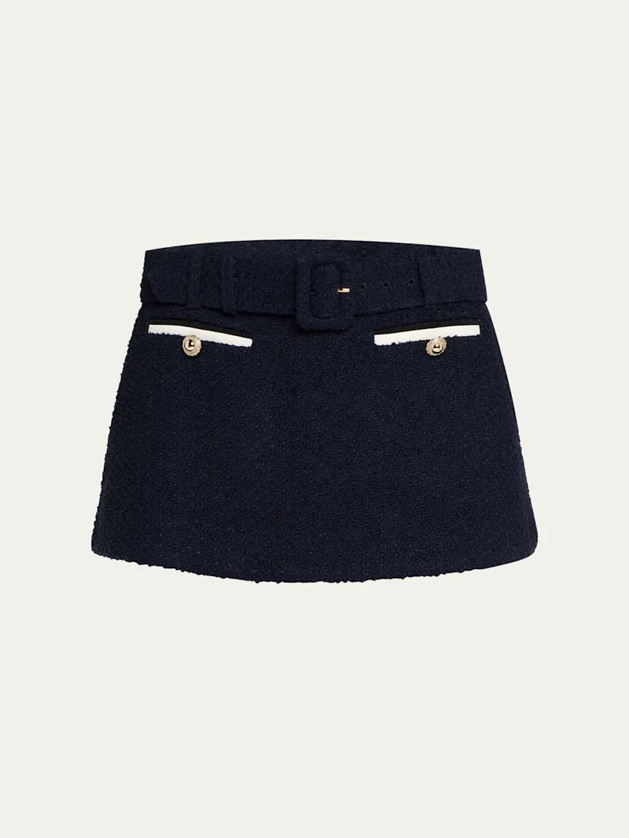 Belted Boucle Skort - 1