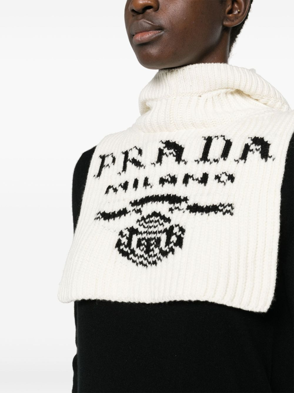 intarsia-knit logo neck warmer - 5