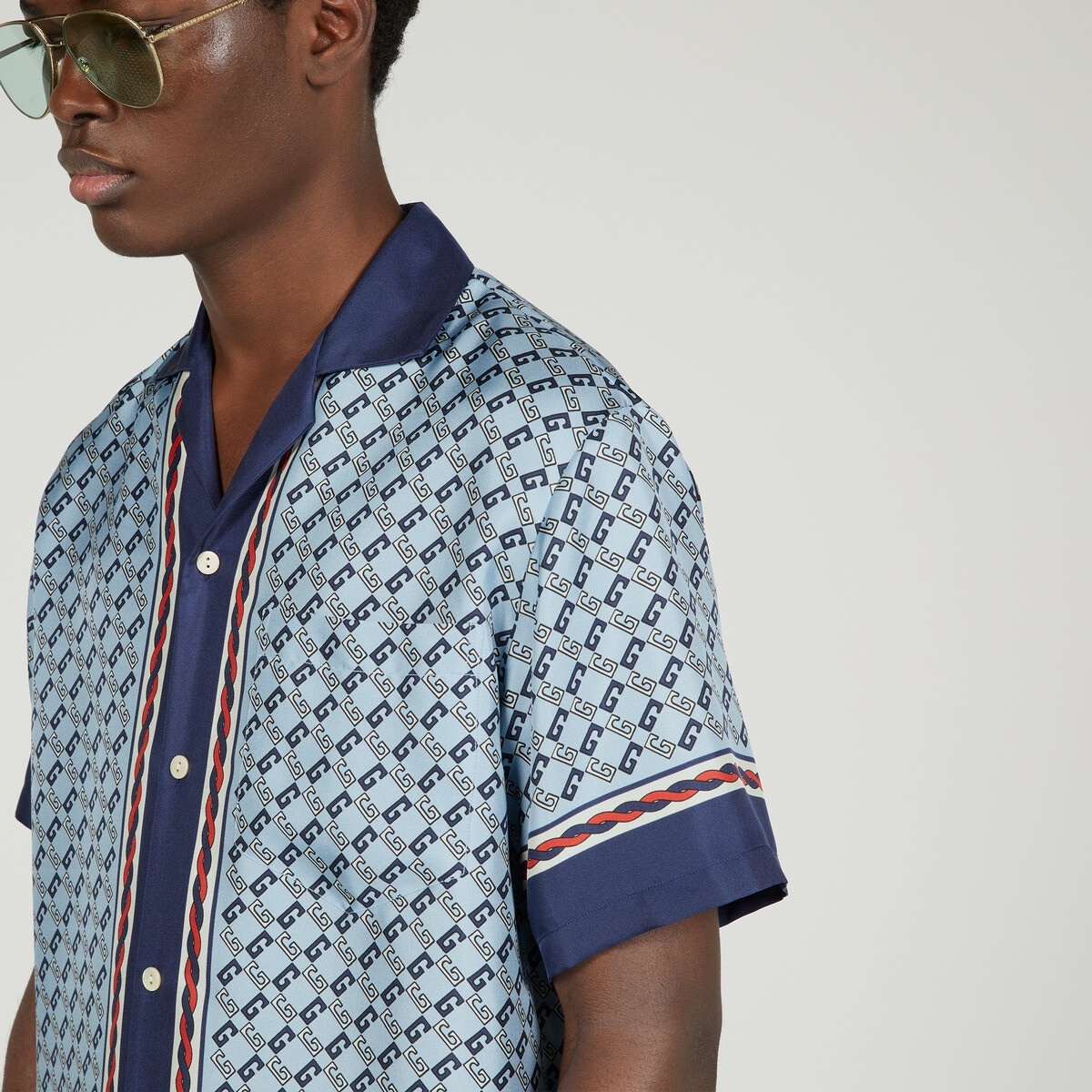 Geometric Square G print silk shirt - 4