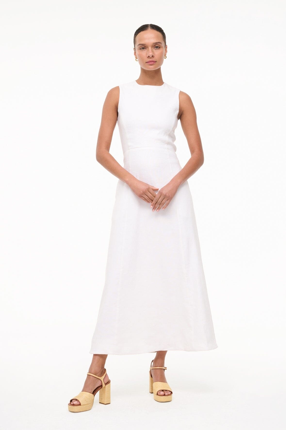 STAUD MARTINE LINEN DRESS WHITE - 2