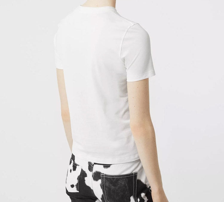 Burberry Monogram Motif Embroidered Logo Cotton Short Sleeve White 80151861 - 4