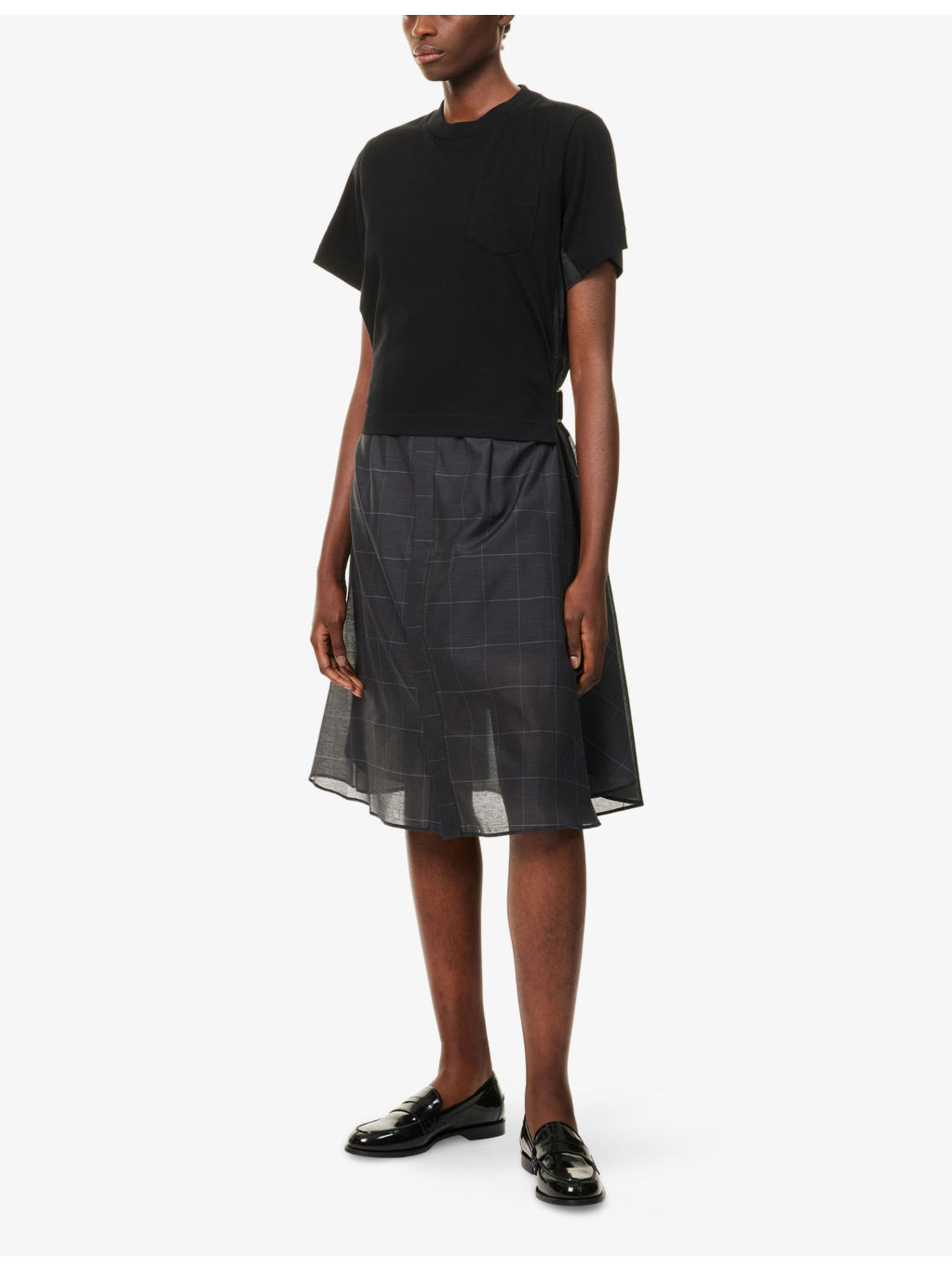 Glen Check-Panelled Cotton-Jersey Midi Dress - 2