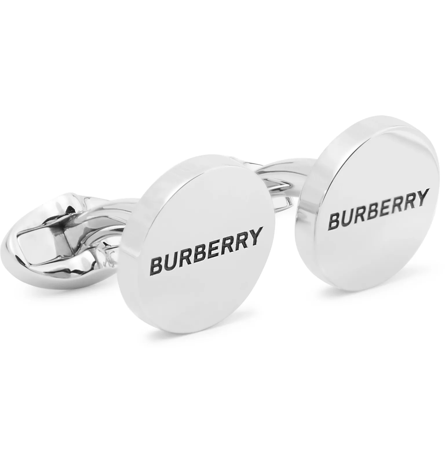 Logo-Engraved Silver-Plated and Enamel Cufflinks - 1