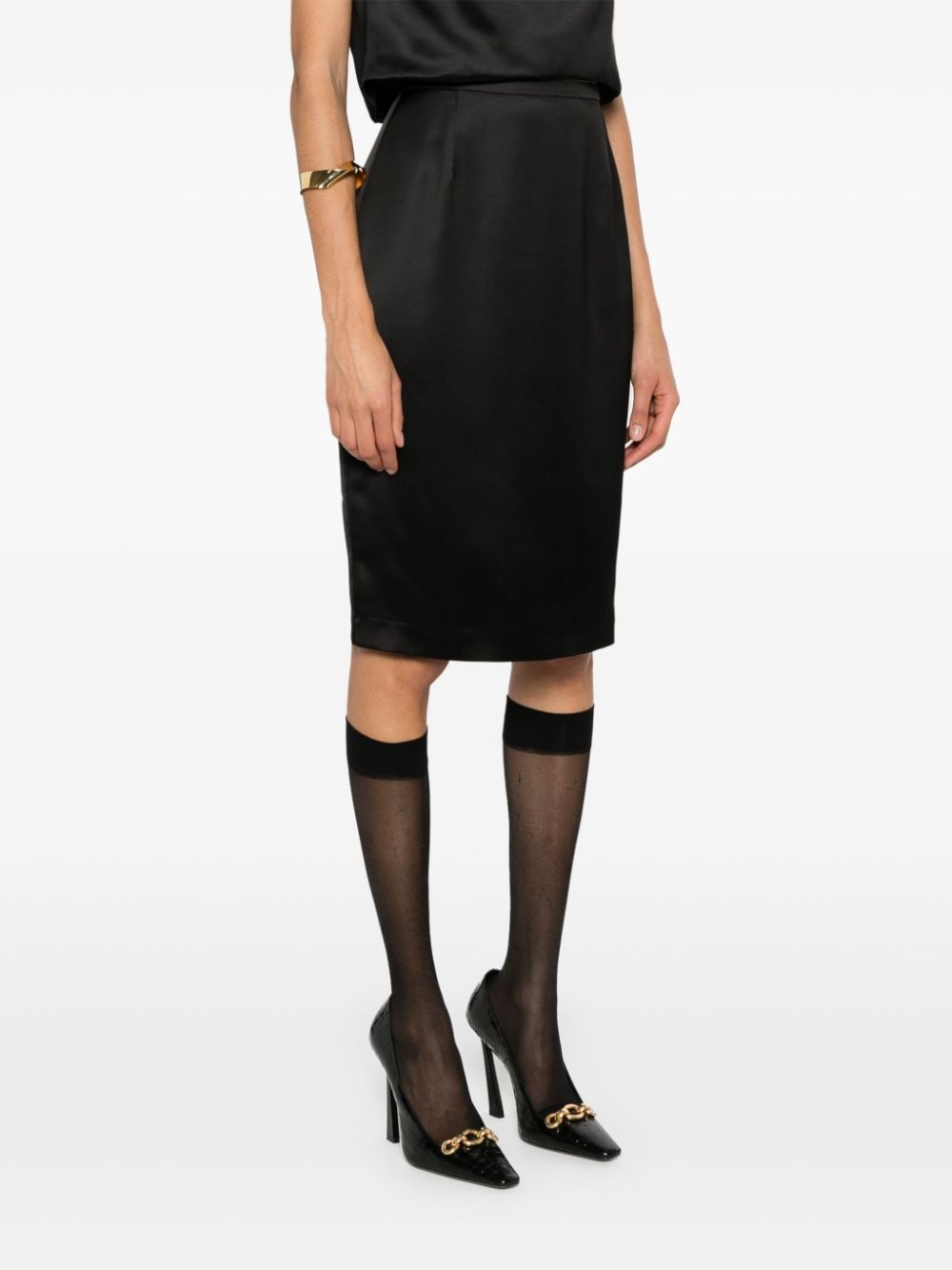 satin pencil midi skirt - 3