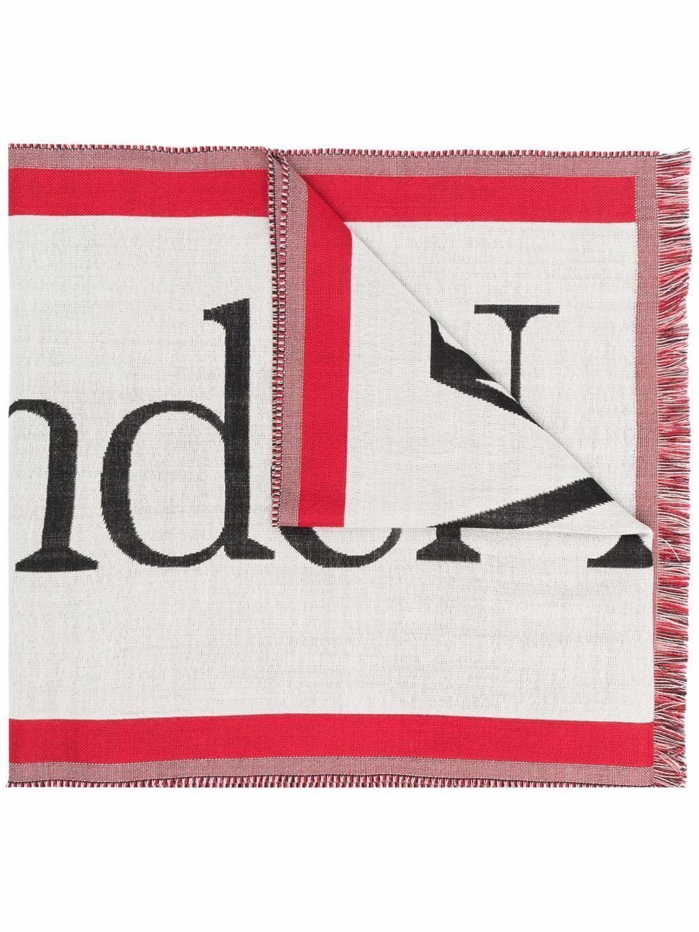 logo-embellished wool scarf - 1