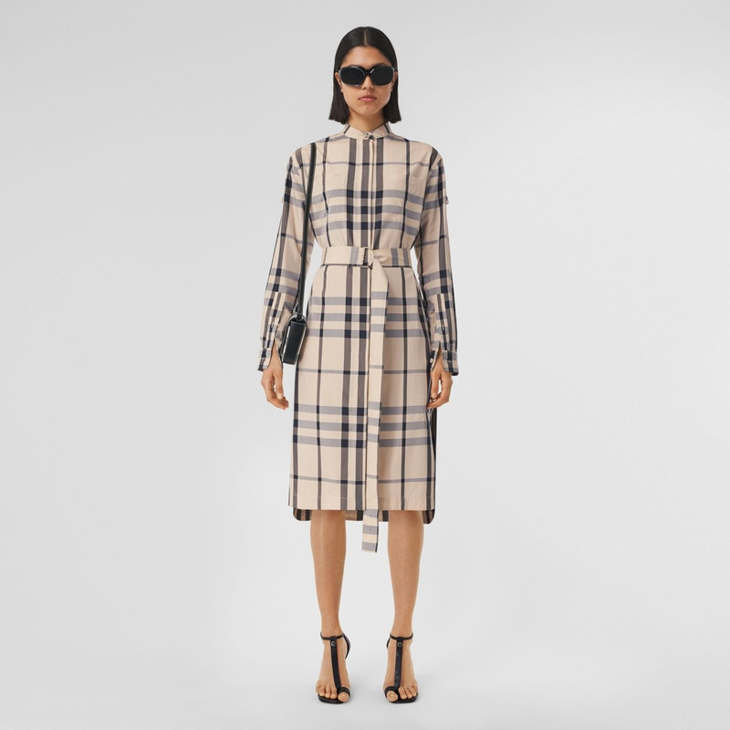 Burberry D-ring Detail Check Silk Viscose Shirt Dress outlook