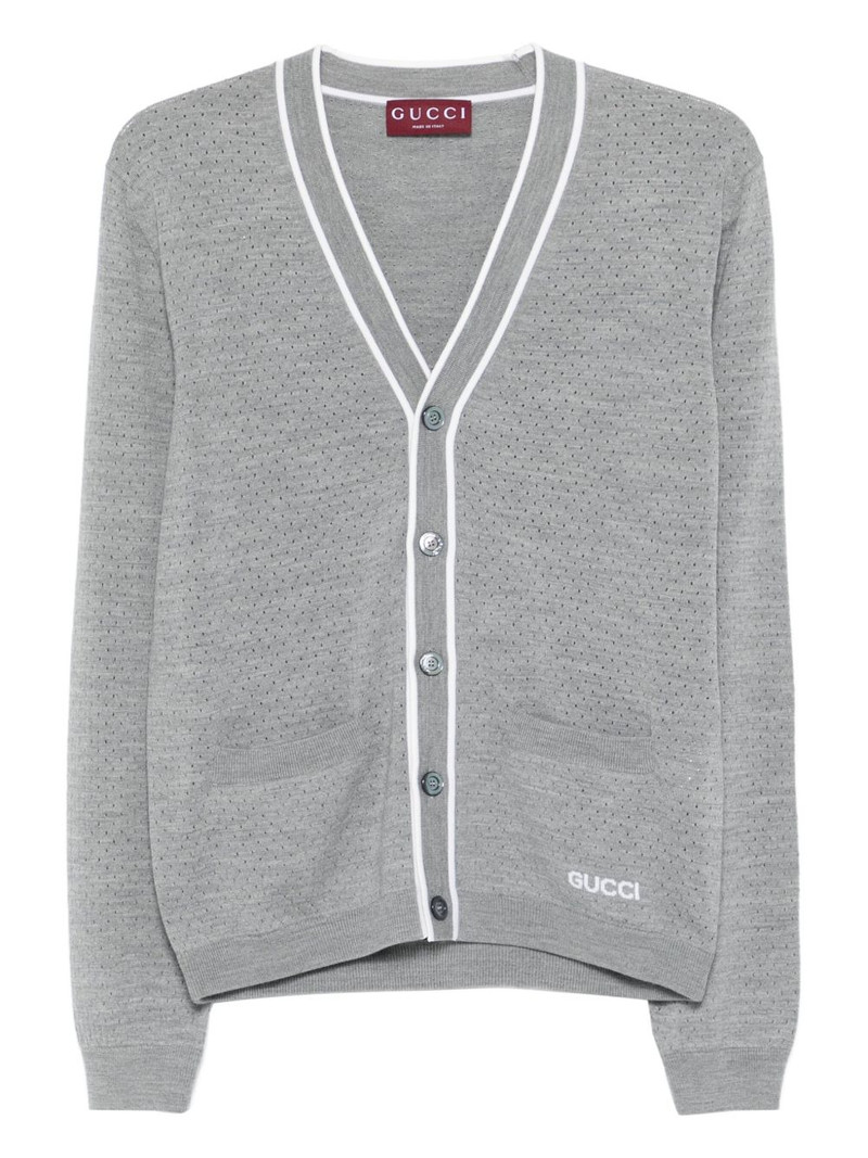 embroidered-logo cardigan 1