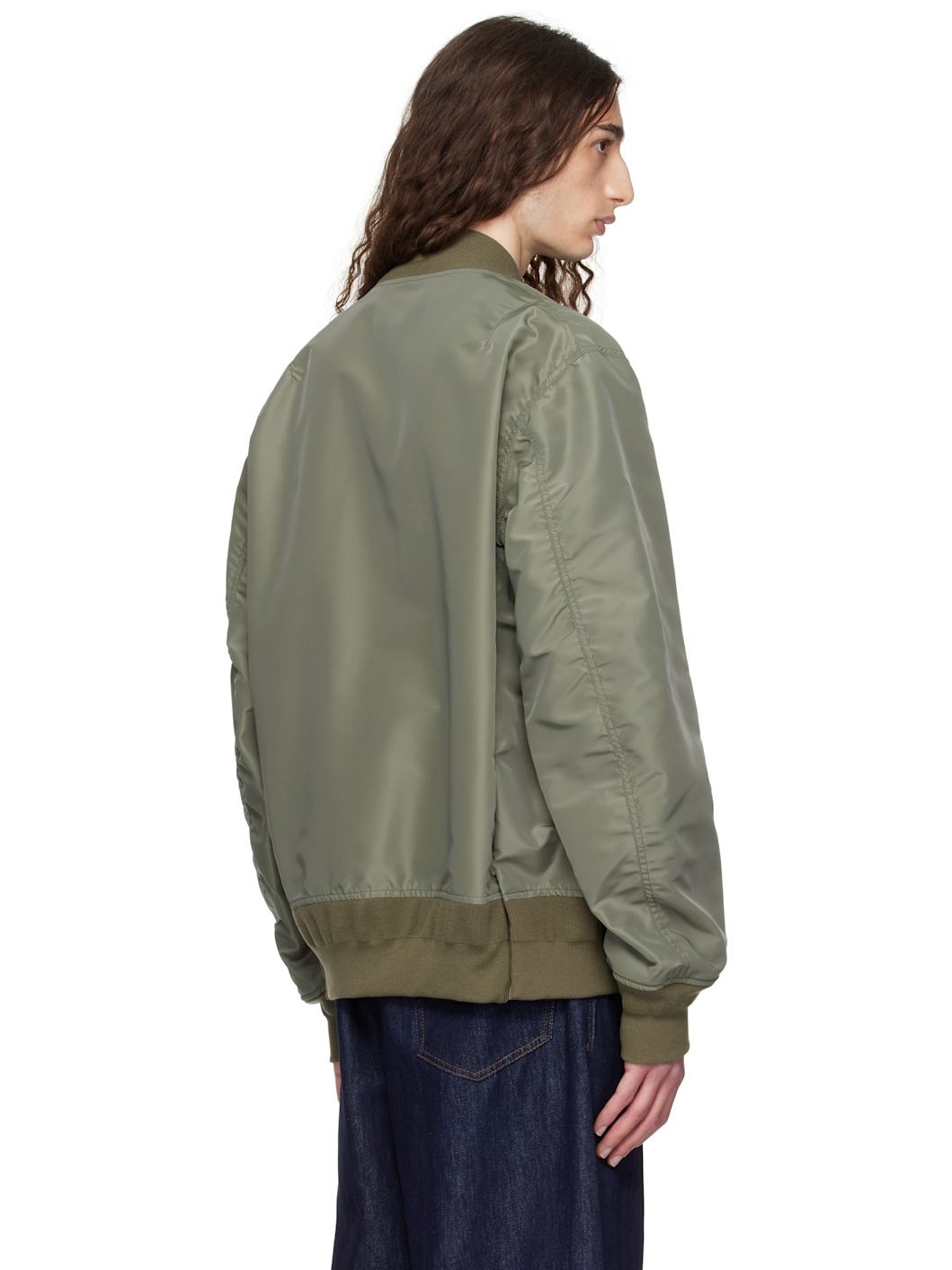 Khaki Nylon Twill Bomber Jacket - 3