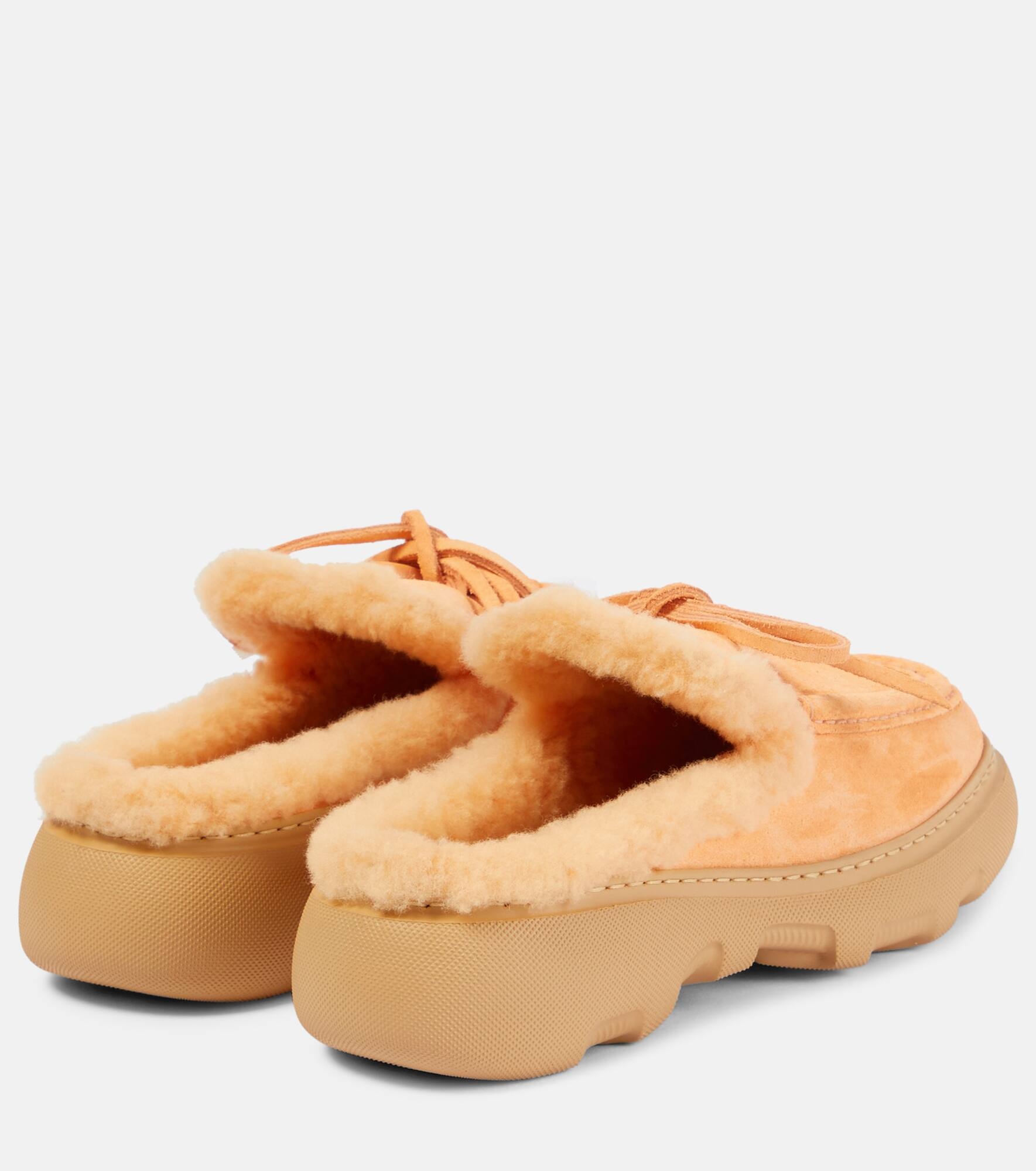 Stony faux fur-lined suede mules - 3