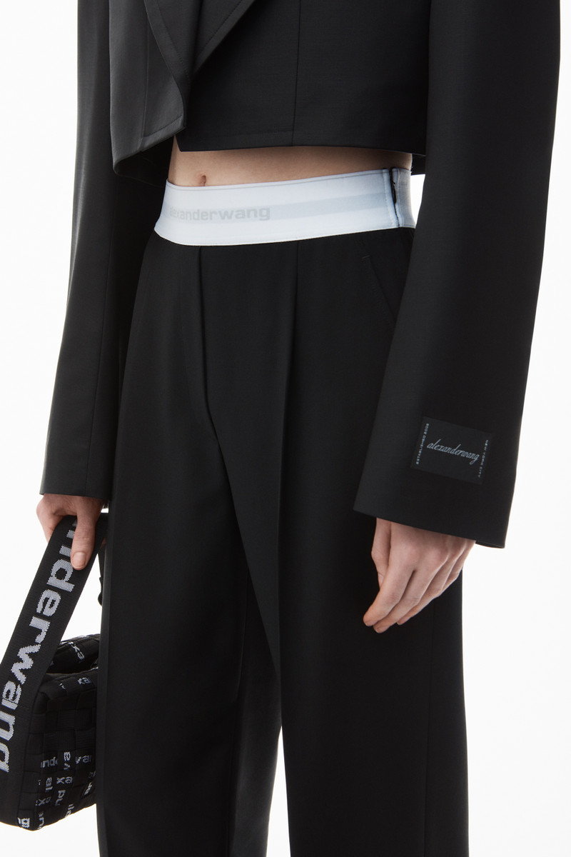 High-Waist Pleated Pant with Logo Elastic 3