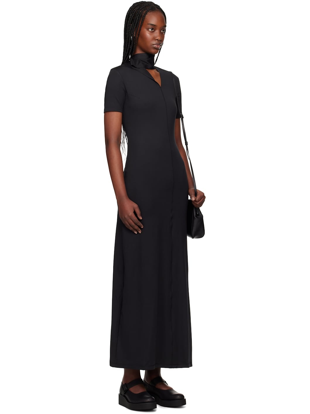 Black Fitted Closure Maxi Dress - 2