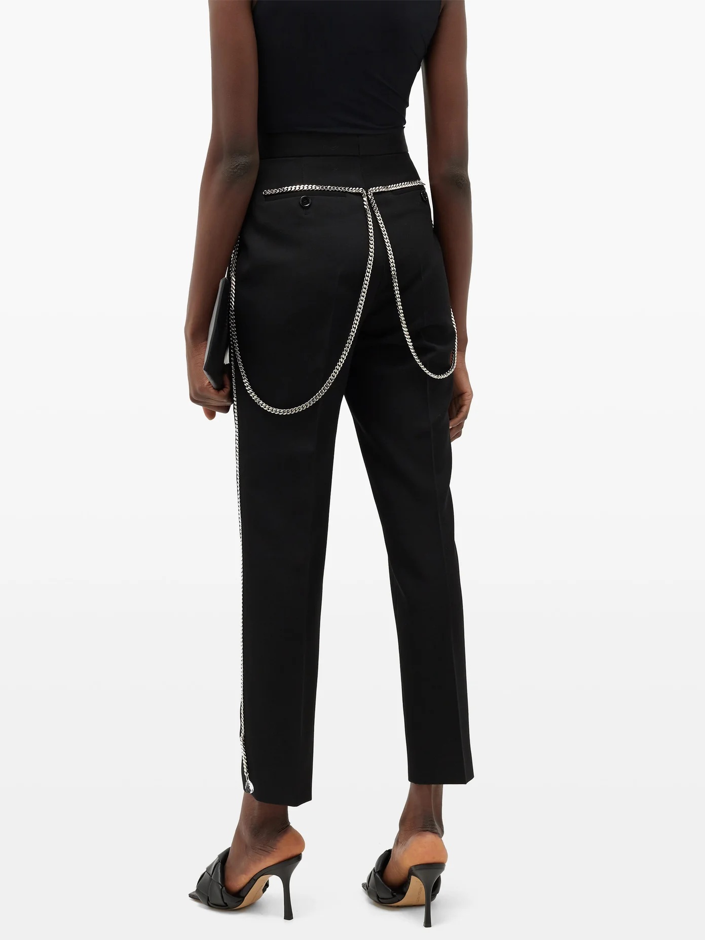 Draped-chain virgin-wool tailored trousers - 5