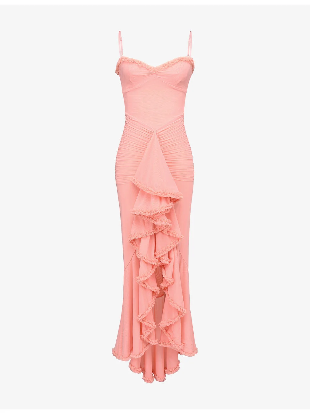Gabbi Ruffled-Front Slim-Fit Stretch-Mesh Maxi Dress - 1