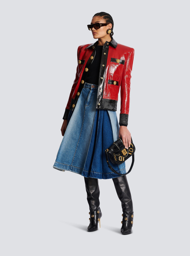 Balmain Two-tone patent leather jacket outlook