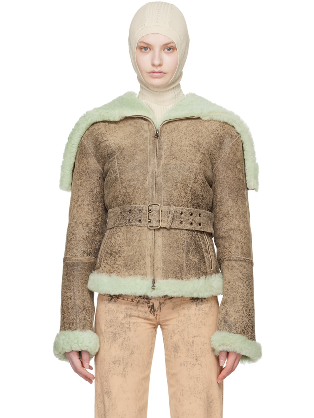 Brown Rex Shearling Jacket - 1