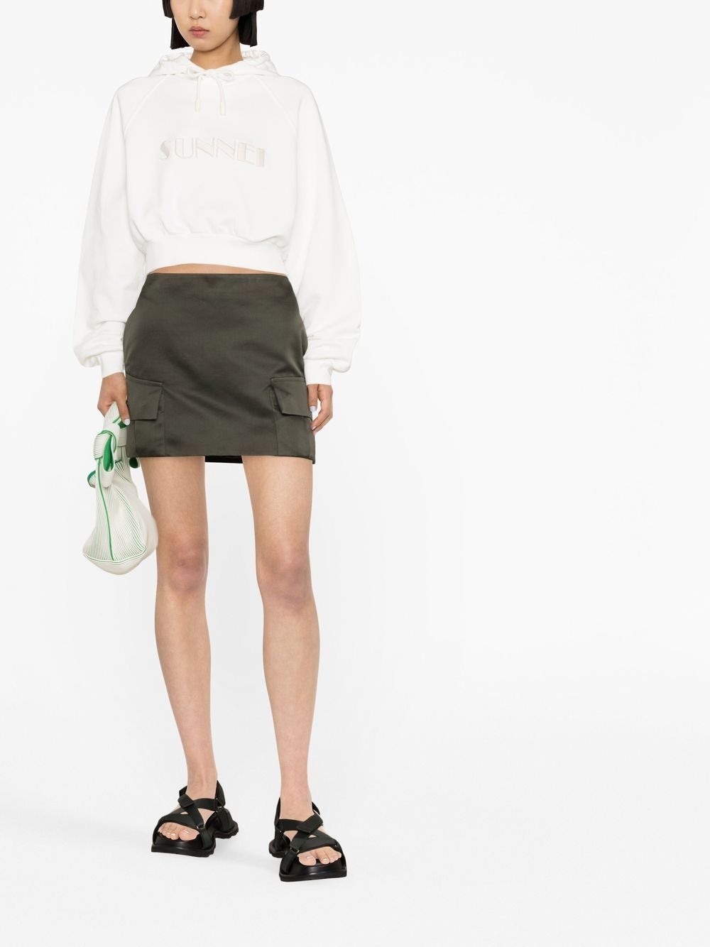 cropped logo-print cotton hoodie - 2