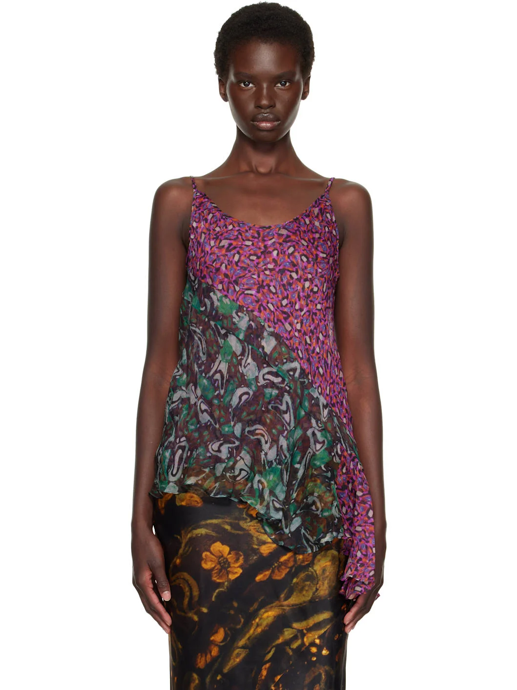 Purple & Green Silk Top - 1