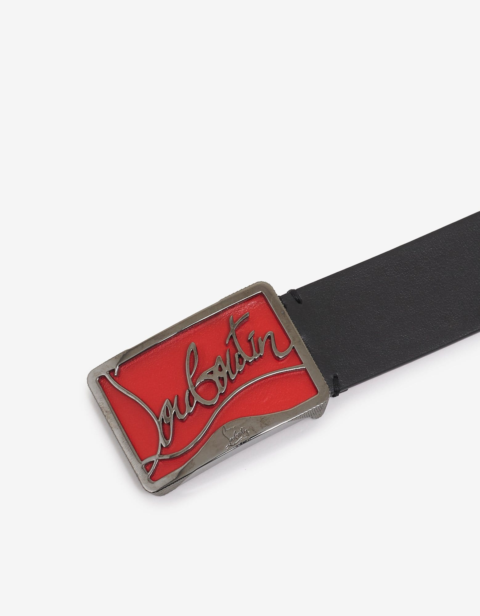 Christian Louboutin Ricky Signature Logo Buckle Black Belt - 2