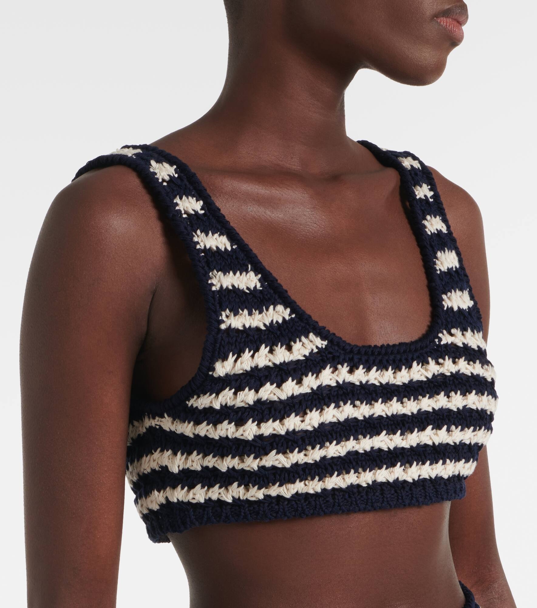 Crochet striped cotton crop top - 4