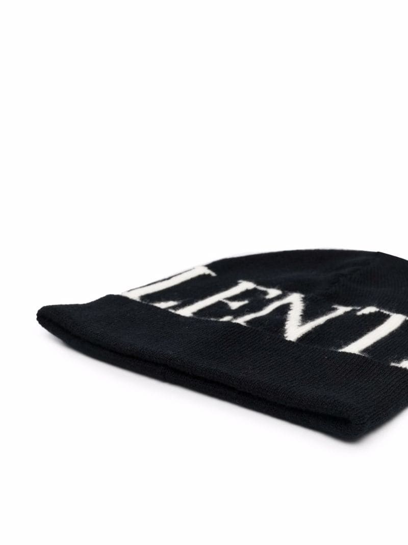 intarsia-logo knitted beanie - 2